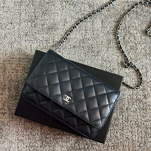 Chanel Black Wallet on Chain w Silver Hardware SHW
